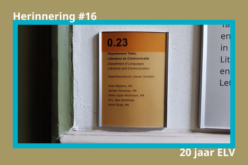 Foto van het naambordje bij het kantoor met daarop namen van de medewerkers: Koen Boelens, Sander Grasman, Anne Lopes Michielsen, Gea Schelhaas en Anne Sluijs.