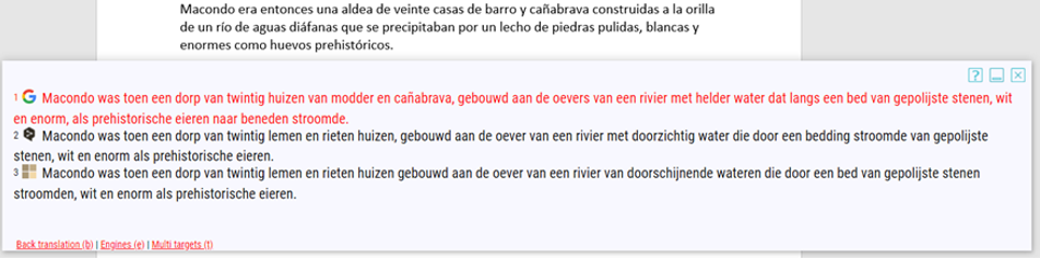 Afbeelding 2. Alternatieve vertalingen van een bronzin in GT4T