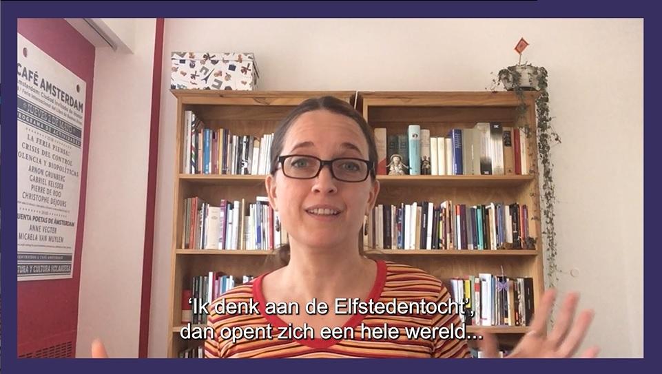 Still uit een video waarin Micaela van Muylem zegt: 'Ik denk aan de Elfstedentocht. Dan opent zich een hele wereld...''