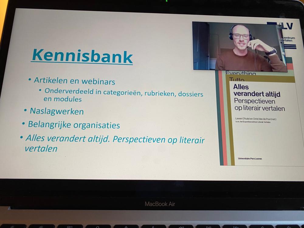 Foto van de online presentatie van ELV-medewerker Sander Grasman.